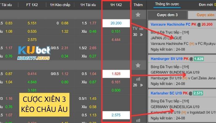 Cách tính cược xiên bóng đá áp dụng cho kèo châu Âu